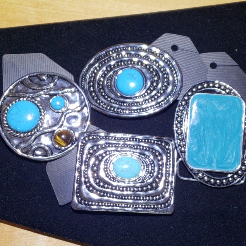 Lot of 4 Belt Buckles- Western Turquiose color